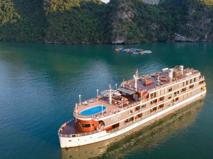 cruise ship anchored near shore